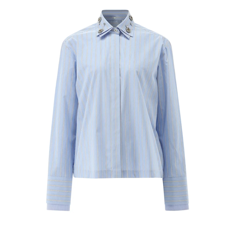 VAN LAACK Bluse Bluse Modern Fit Streifen blau