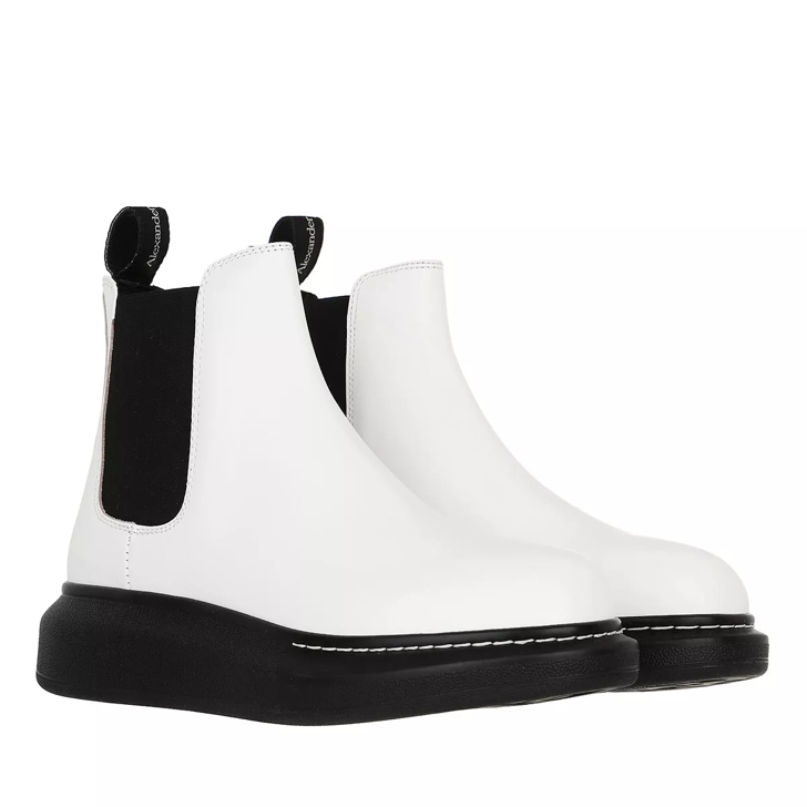 Black and white leather boots hotsell