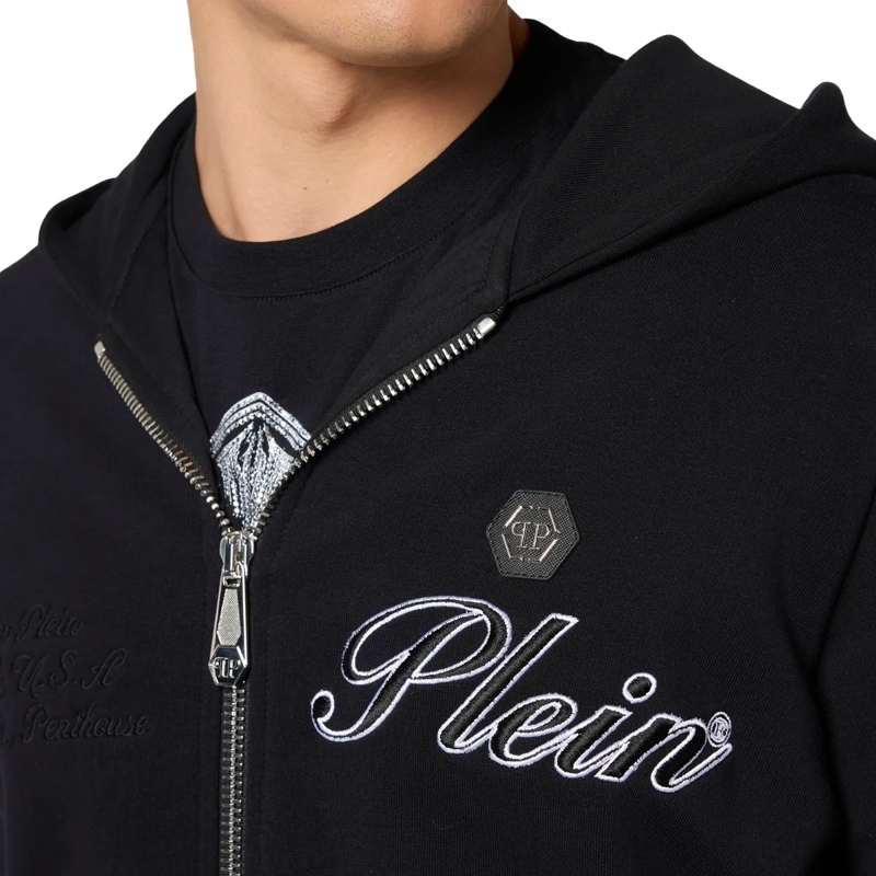 Philipp Plein Top Zip Hoodie Signature Embroidery schwarz(Image 5)