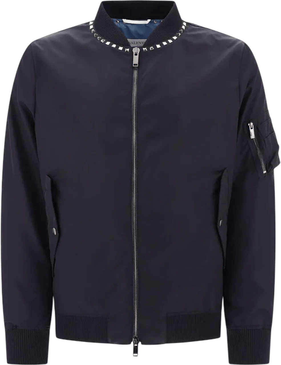 Thumbnail - Valentino Garavani - Giubbotto bomber con cerniera Rockstud - Größe 48 - blue