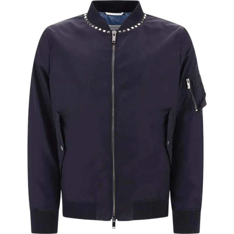 Valentino Garavani Daunenjacke Giubbotto bomber con cerniera Rockstud blau