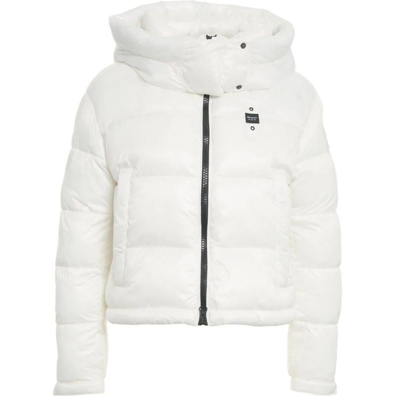 Blauer Minikleid Quilted puffer weiß