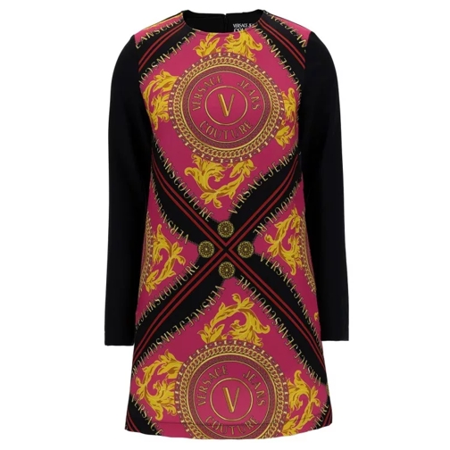 Versace Jeans Couture Mini Multicolor Dress With Graphic Print At The Fr Multicolor 