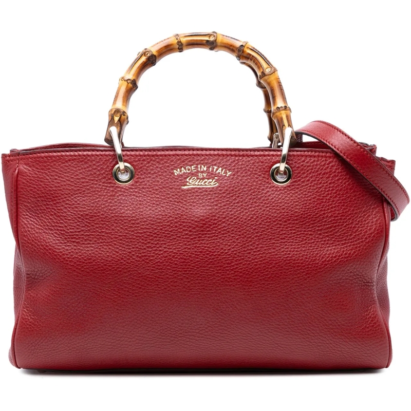 Gucci Sac à bandoulière Medium Calfskin Bamboo Shopper Satchel rot