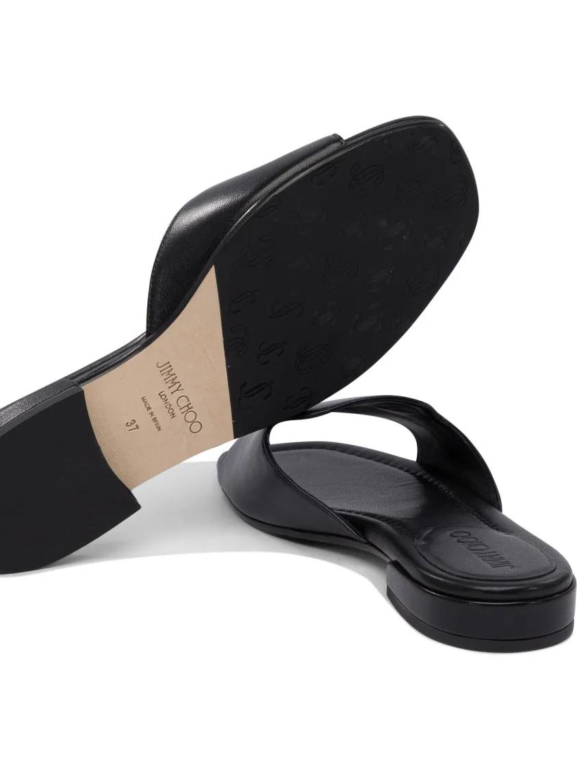 Thumbnail - Jimmy Choo Sandalen - Black Leather And Rubber Sandals - Gr. 36,5 (EU) - in Schwarz - für Damen