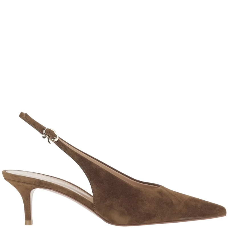 Gianvito Rossi Escarpins Robbie Suede Leather Slingback Grey