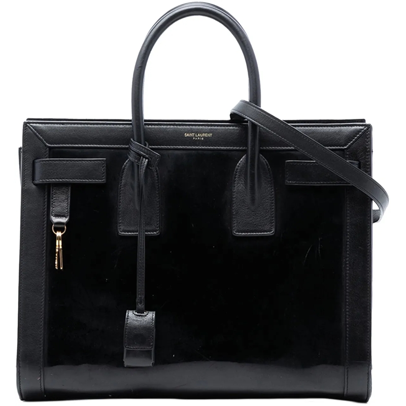Saint Laurent Schultertasche Small Patent Sac De Jour Satchel schwarz