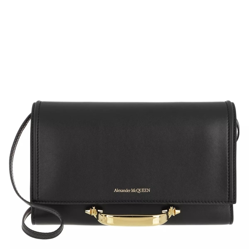 Alexander McQueen Small Story Clutch Leather Black Deep Red Clutch