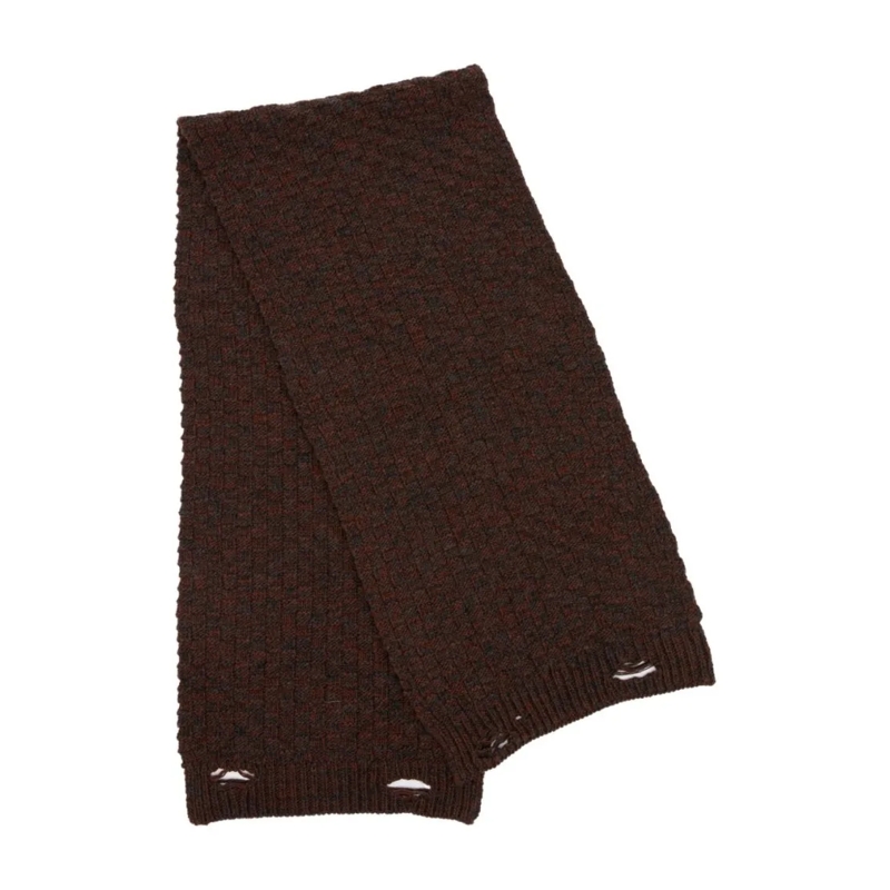 MM6 Maison Margiela Écharpe légère Textured Ribbed Knit Scarf With Open-Hole Detail Brown