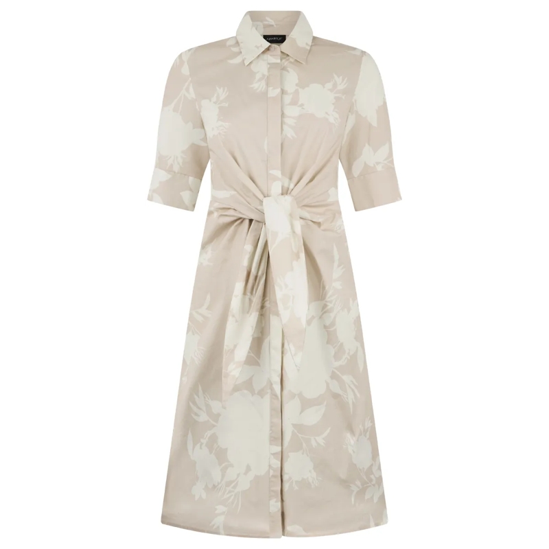 Apart Midikleid Kurzes bedrucktes Kleid beige