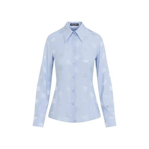 Dolce&Gabbana Hemden Wisteria Blue Silk Shirt Blue