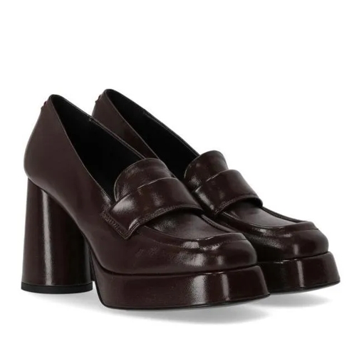 Halmanera Glaze Dark Brown Heeled Loafer Brown High Heel