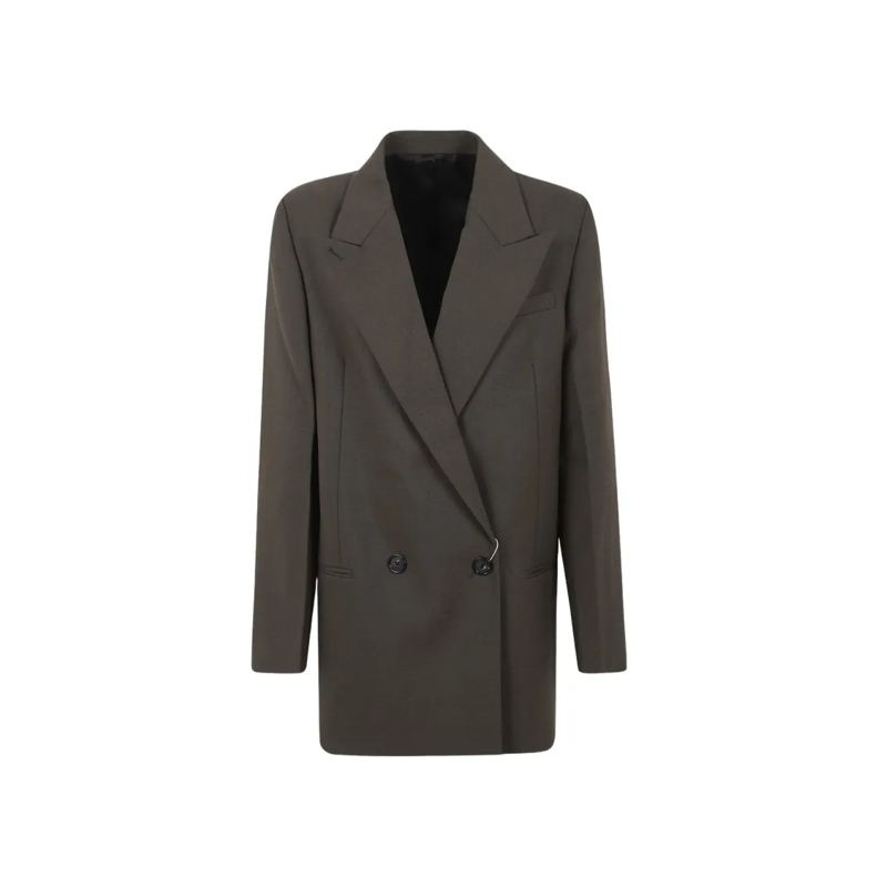 TOTEME Blazer Tailored Green Wool Blend Shield Blazer Black
