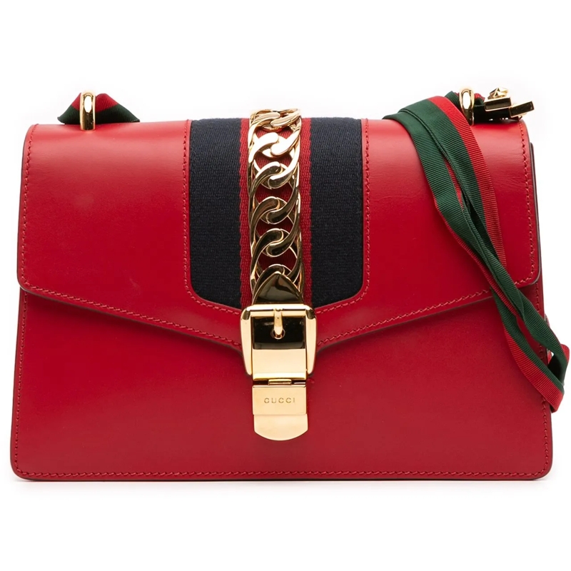 Gucci Sac à bandoulière Small Leather Sylvie Web Satchel rot
