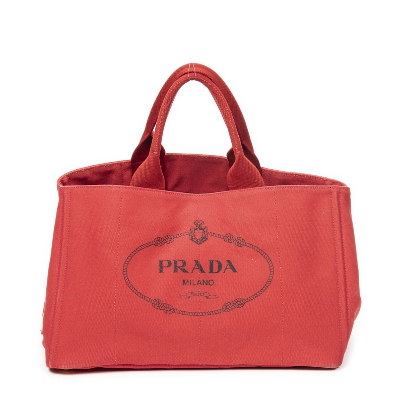 Prada Crossbody Bag Large Canapa Tote rot