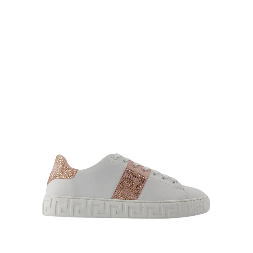 Versace Low-Top Sneaker - Sneakers - Cotton - White/Pink - Gr. 39 (EU) - in Rosa - für Damen