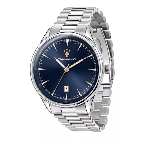 Maserati Tradizione 45mm 3H Silver and Blue Quartz Horloge