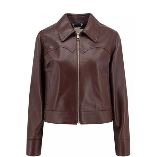 Chloé Leather Jacket With Metal Buckle Brown Lederjacken