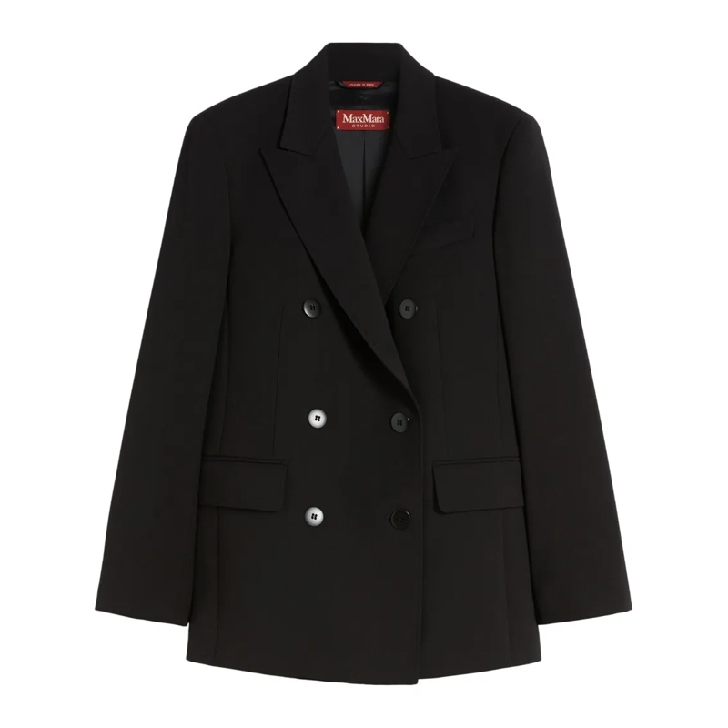 Max Mara Blazer Tailored Virgin Wool Jacket With Classic Silhouett Black