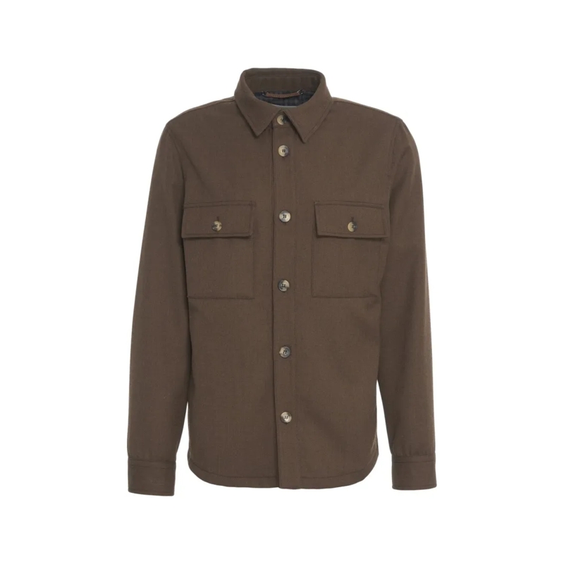 Jacob Cohen Overhemd Utility-Inspired Overshirt With Classic Kent Colla Grey