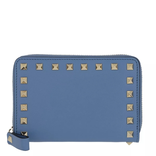 Valentino Garavani Rockstud Wallet Light Blue Zip-Around Wallet