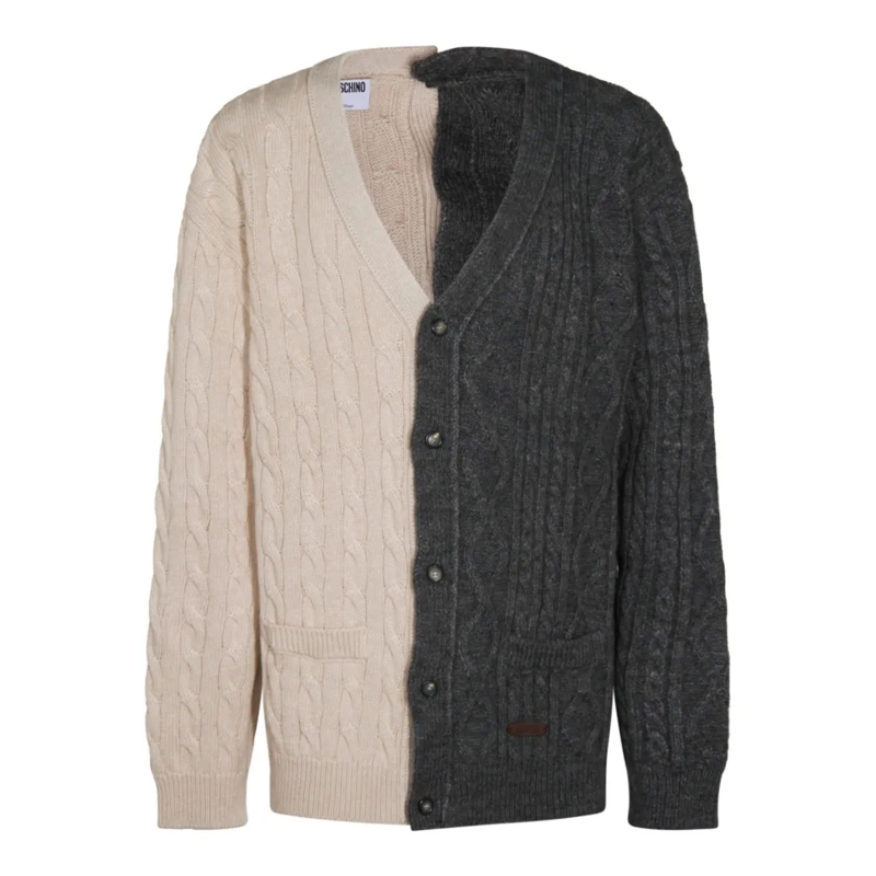 Moschino Vest Two-Tone Wool Blend Cardigan Black