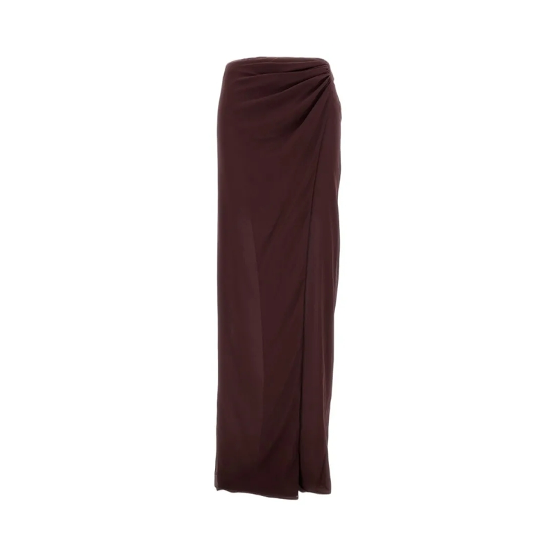 Andamane Midirok Phoebe Wrap Midi Skirt Brown