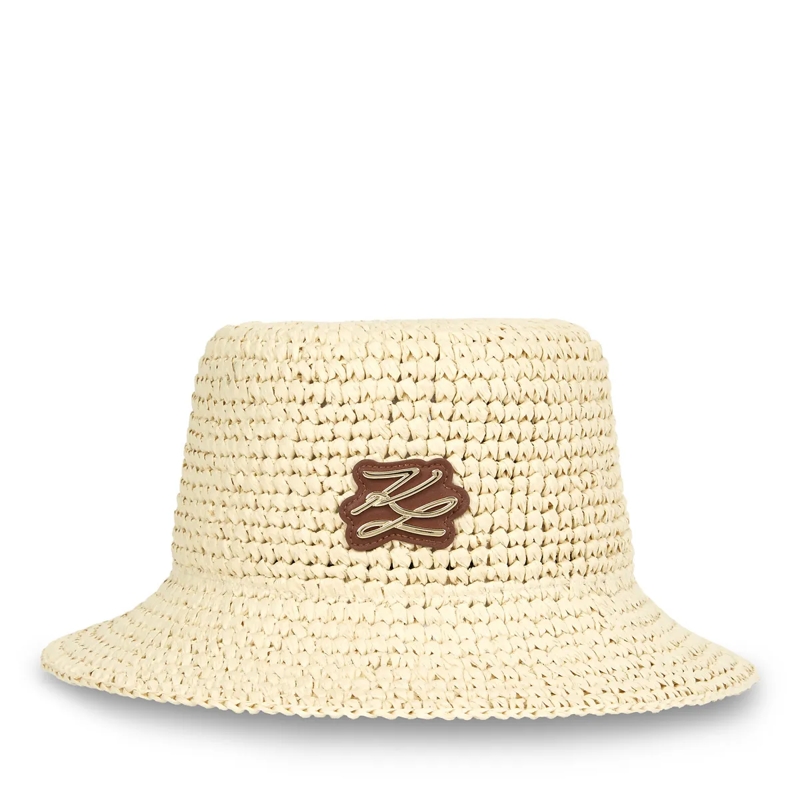 Karl Lagerfeld Mütze K/Autograph Gehäkelter Bucket Hat natur