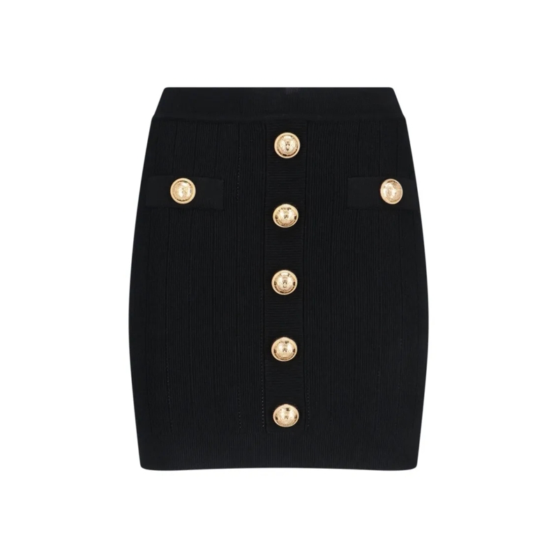 Balmain Minirock Mini Knit Skirt – Black Black