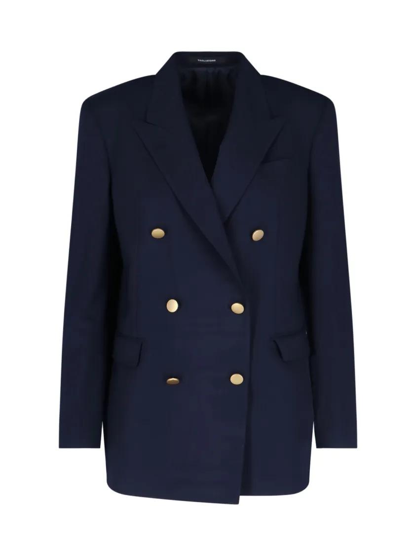 Thumbnail - Tagliatore - "Jasmine" Double-Breasted Blazer – Navy - Größe 44 - blau