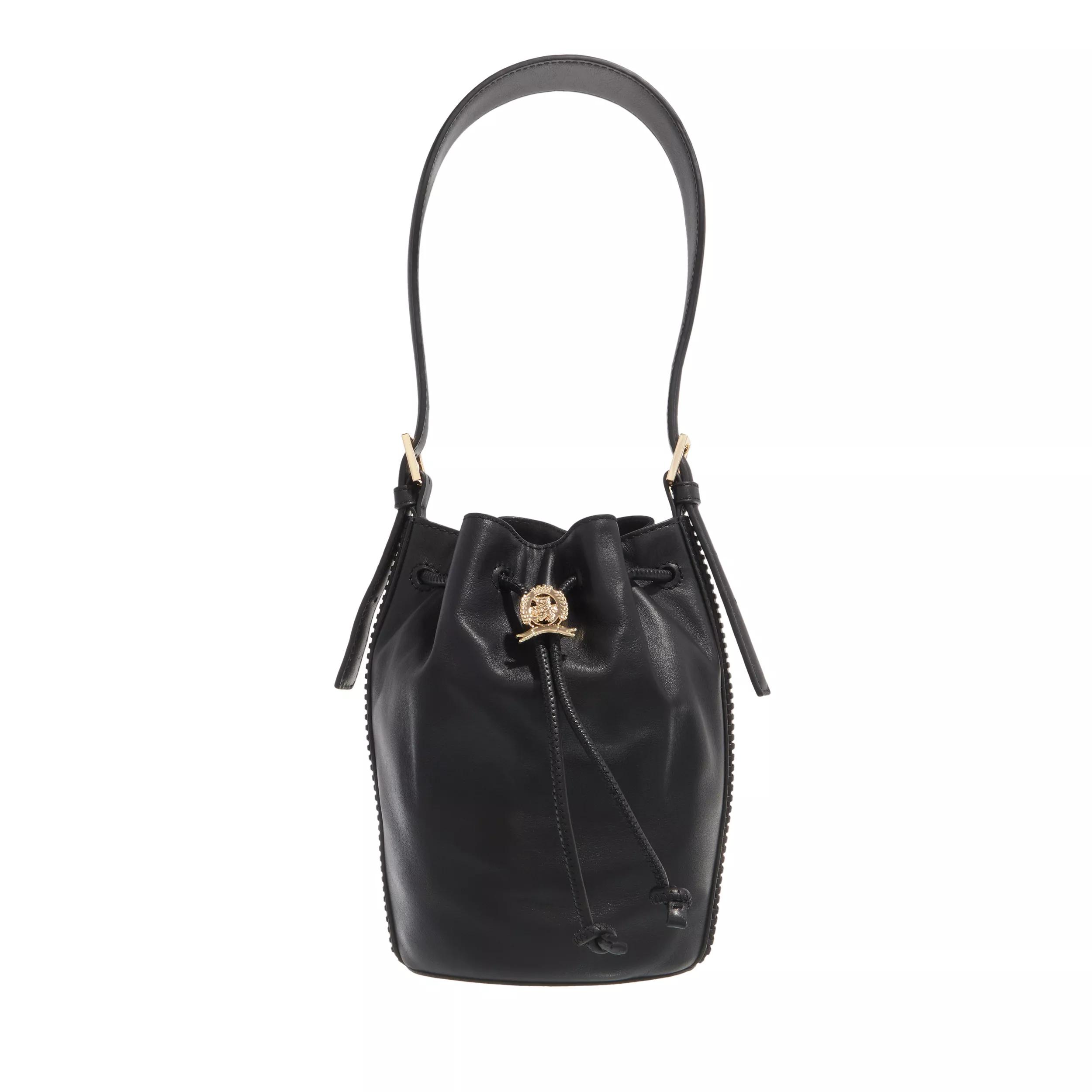 Tommy Hilfiger Crest Leather Bucket Black Bucket Bag