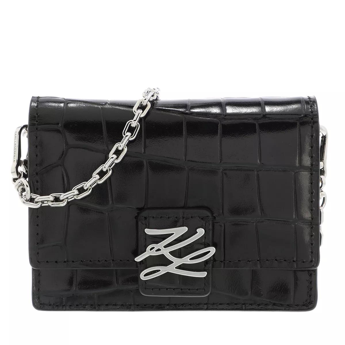 Karl Lagerfeld Portemonnaie - Autograph Croc Flap Woc - Gr. unisize - in Schwarz - für Damen