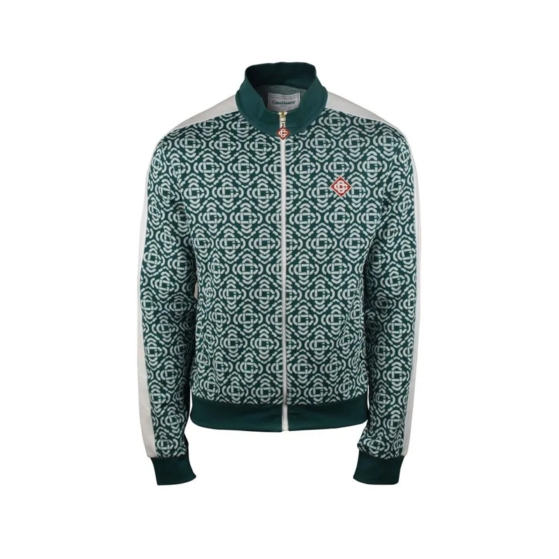 Casablanca Bomberjacke Deconstructed Monogram Jacket In Green And White Grey