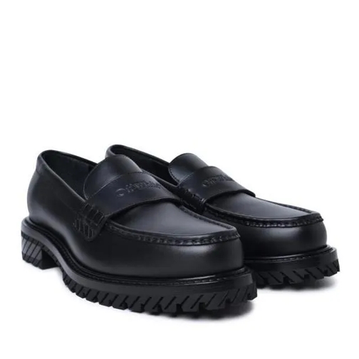 Off-White Military' Black Leather Loafers Black Loafer