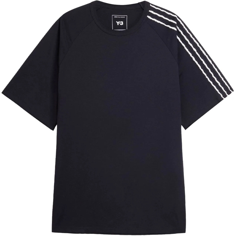 Y-3 T-Shirt t shirt manches courtes bords bruts 3 bandes schwarz