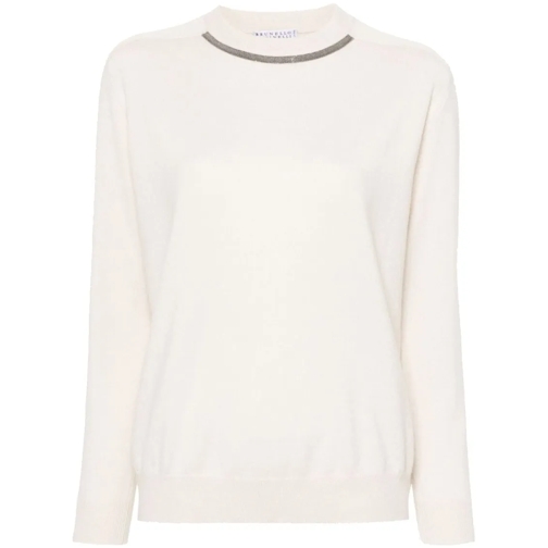 Brunello Cucinelli Pullover Cashmere Crew Neck Sweater White