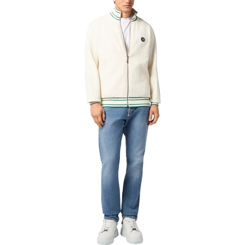 Philipp Plein Daunenjacke Tracksuit Jacket Jacquard Monogram weiss(Image 4)