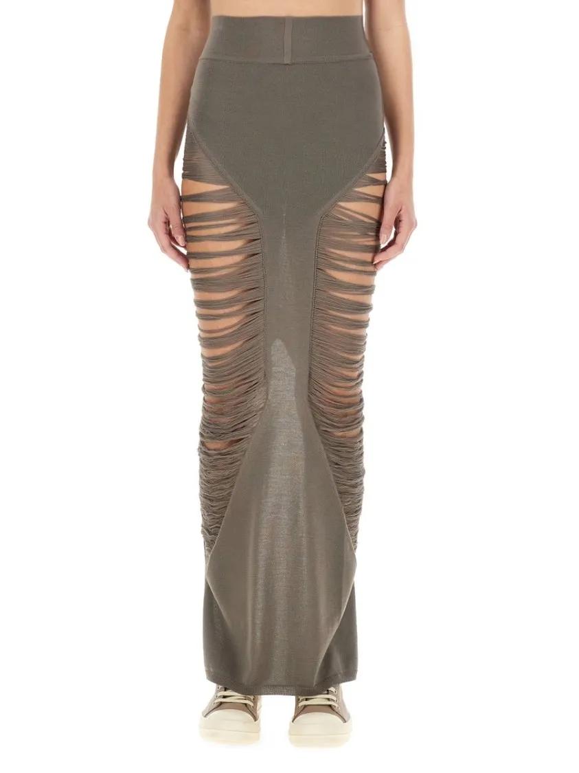 Thumbnail - Rick Owens - "Pillar" Maxi Skirt - Größe S - grau