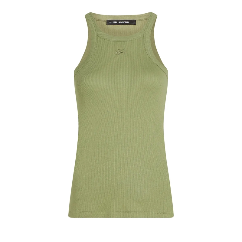 Karl Lagerfeld T-Shirt TANKTOP MIT KARL-AUTOGRAMM grün