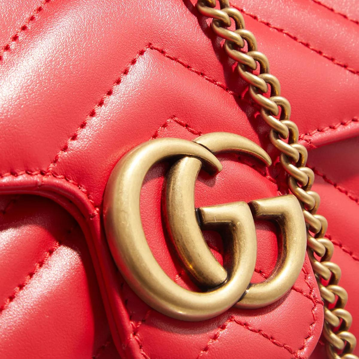 Gucci Mini GG Marmont Crossbody Bag Matelass Leather Poppy Bright