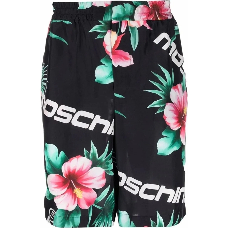 Moschino Shorts Moschino Floral Print Silk Shorts Black