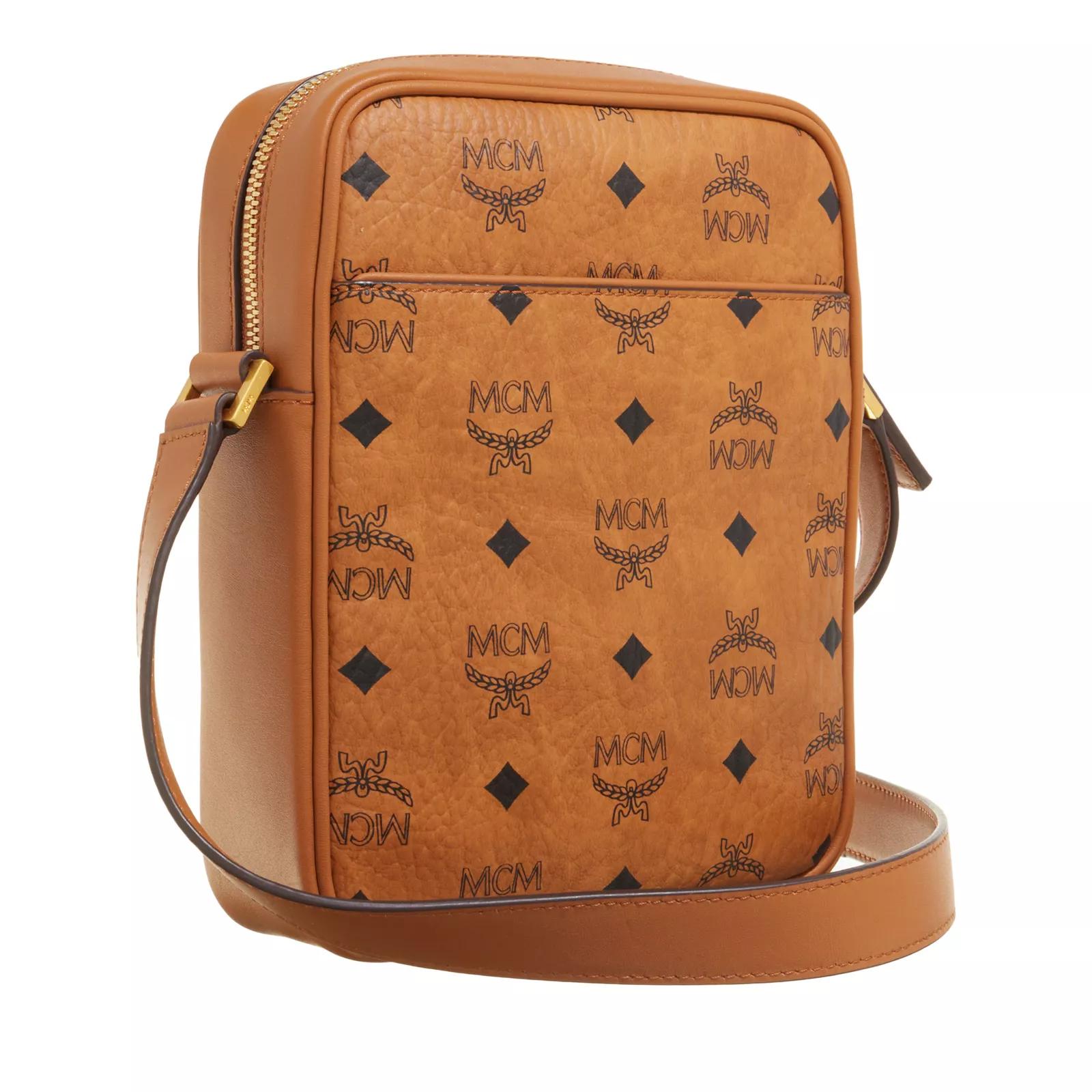 MCM Mcm Klassik Visetos Crossbody Mini Cognac Crossbody Bag