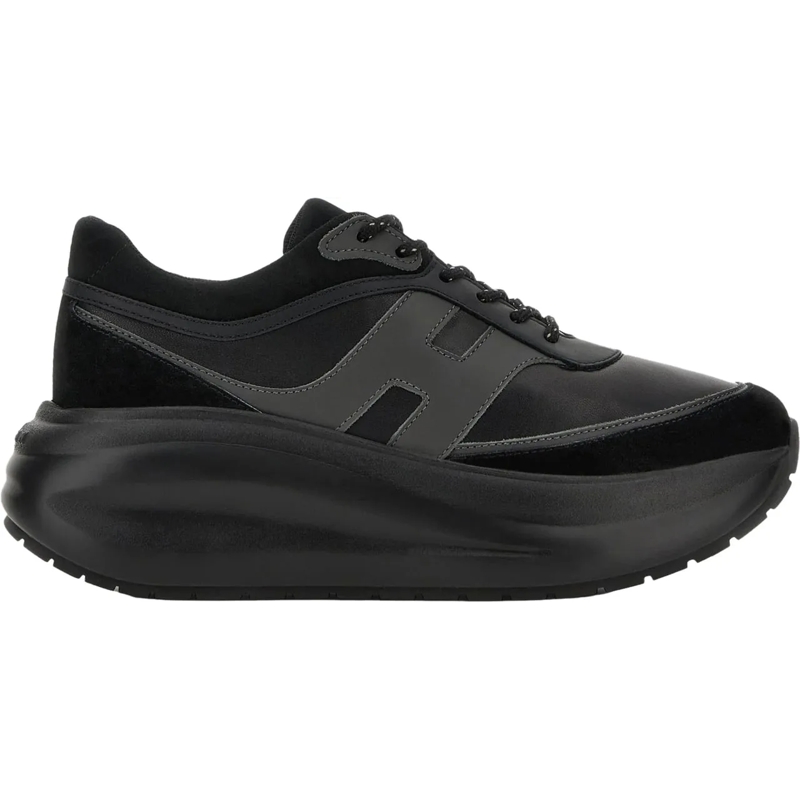 Hogan Sneaker basse Flat Shoes Nero Catrame Scuro schwarz