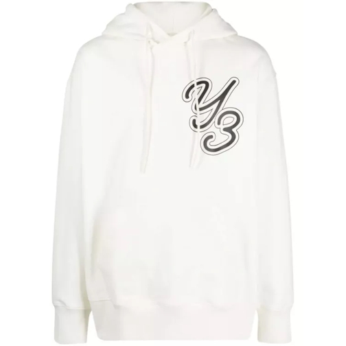 Y-3 Logo-Print Organic Cotton Hoodie White 