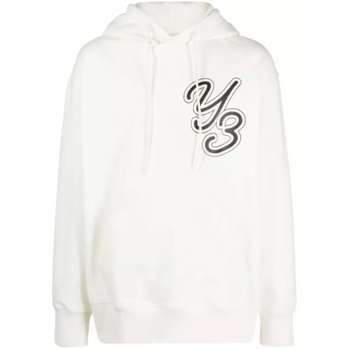 Y-3  Logo-Print Organic Cotton Hoodie White