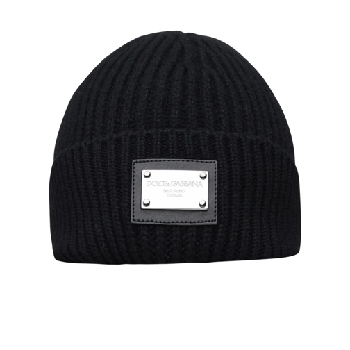 Dolce&Gabbana Black Beanie In Virgin Wool Black Hut