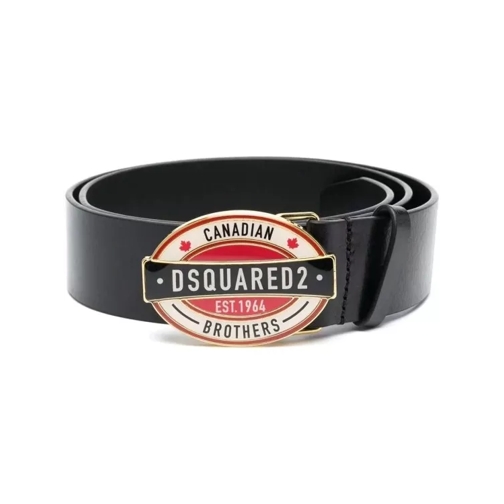 Dsquared2 Ledergürtel Black Logo-Buckle Leather Belt Black