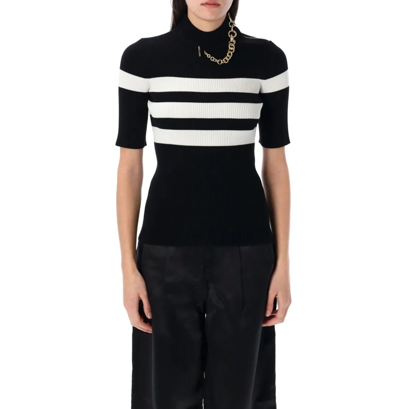 Jean Paul Gaultier Pullover Striped Knit Top Black