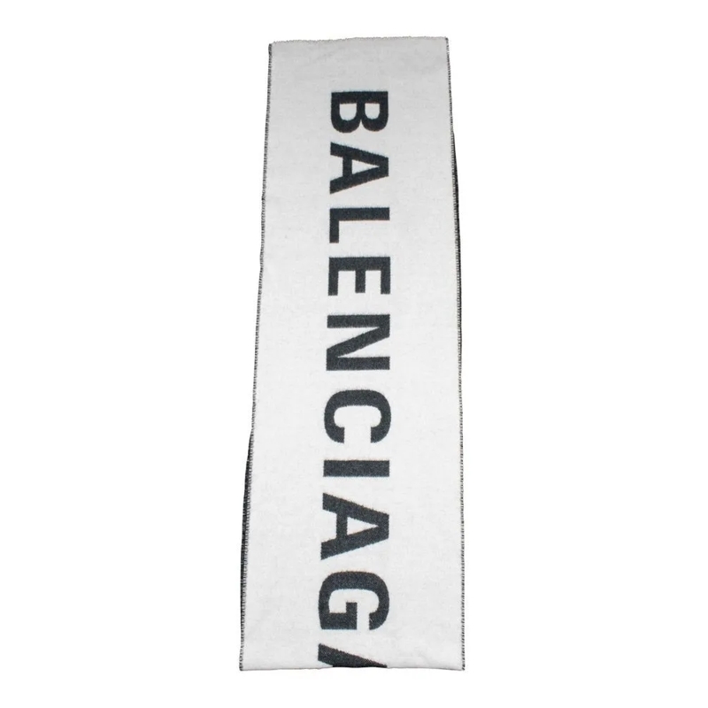 Balenciaga Lichtgewicht Sjaal Reversible Two-Tone Macro Scarf With Contrasting L White
