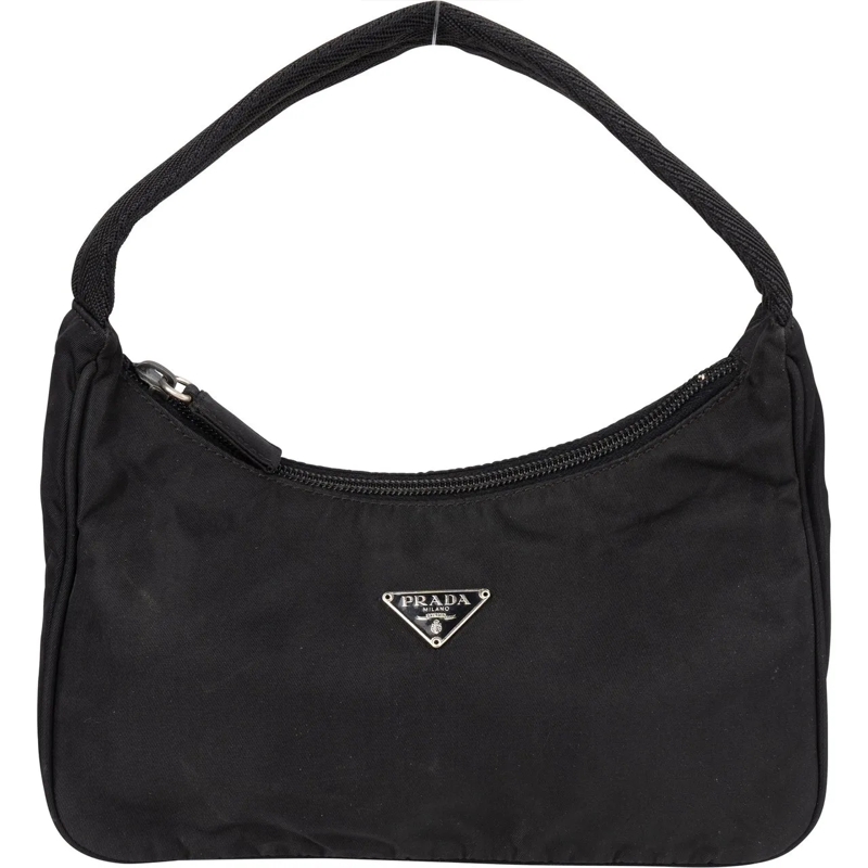 Prada Schultertasche Prada Black Nylon Triangle Vintage Re-Editon Handb schwarz
